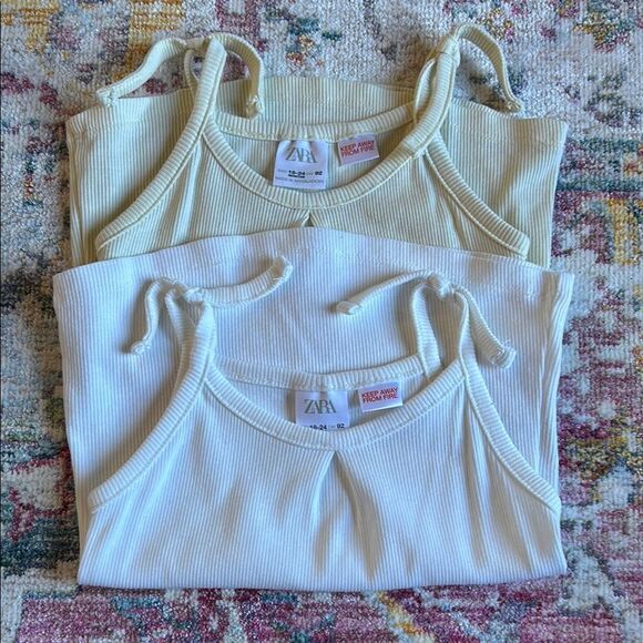Zara Cream and White Ribbed Tank Tops - Picture 1 of 3